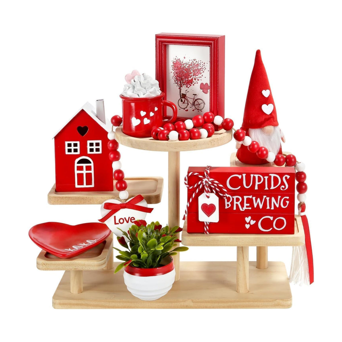 Valentine's Day Decorations for Home Office 8 PCS Tiered Tray Decor Set