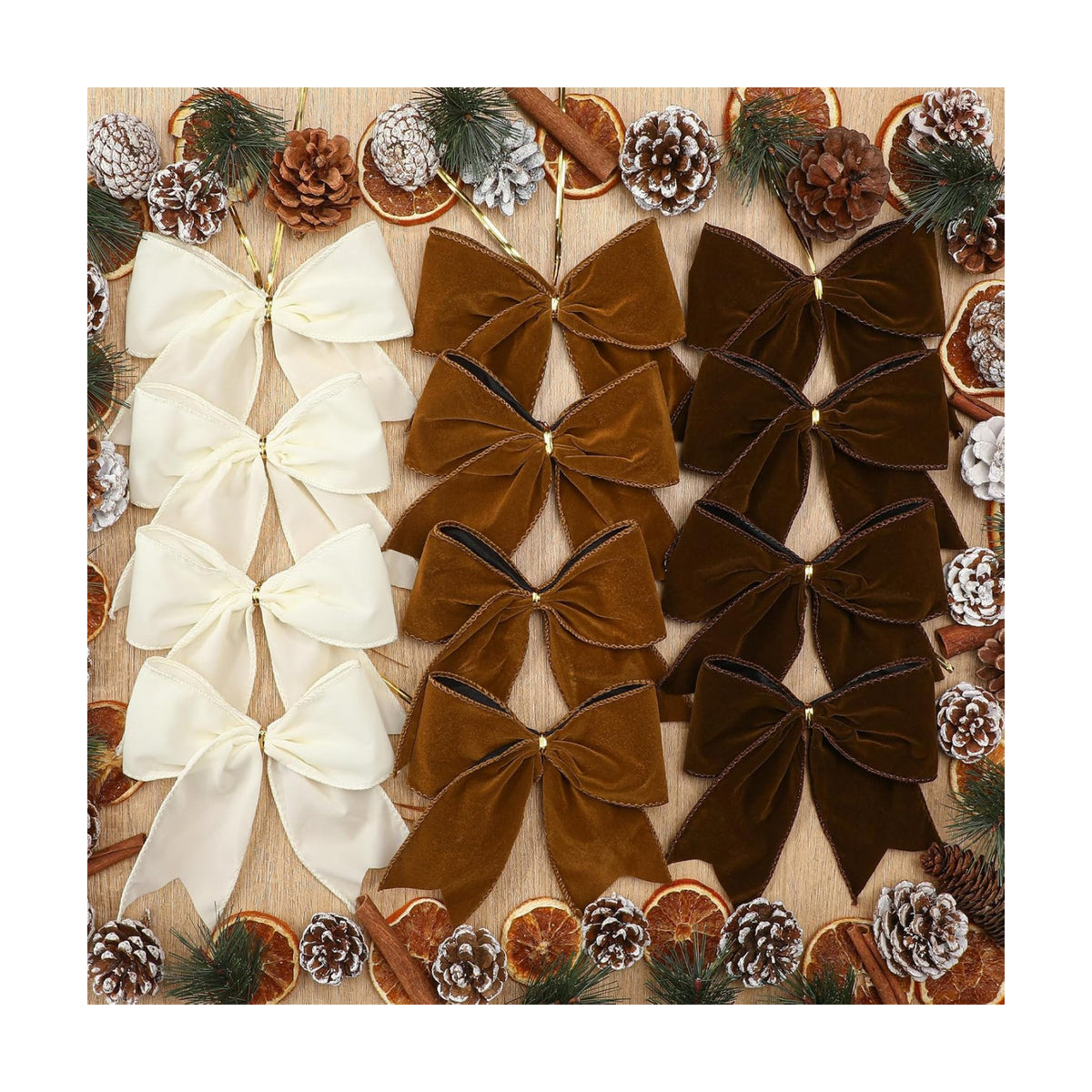 Janinka 12 Pcs 6 Inch Christmas Velvet Bows Decor for Wreath Assorted