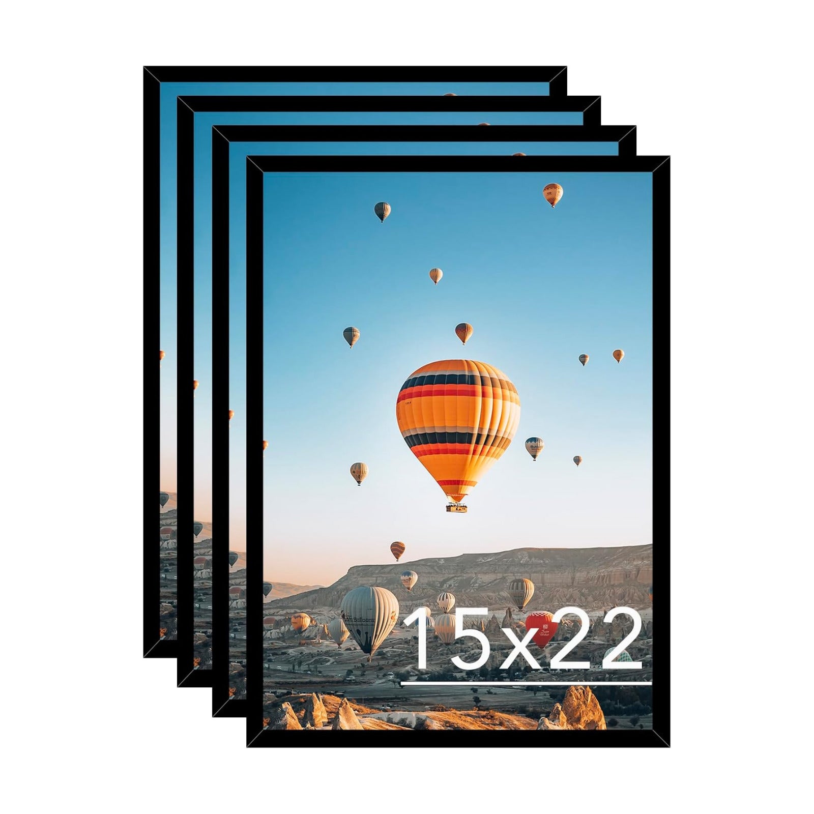 JCJMY 15x22 Picture Frame Set of 4 Black for Wall Hanging, Wall Mounting Horizontally or Vertically, 15 x 22 Wall