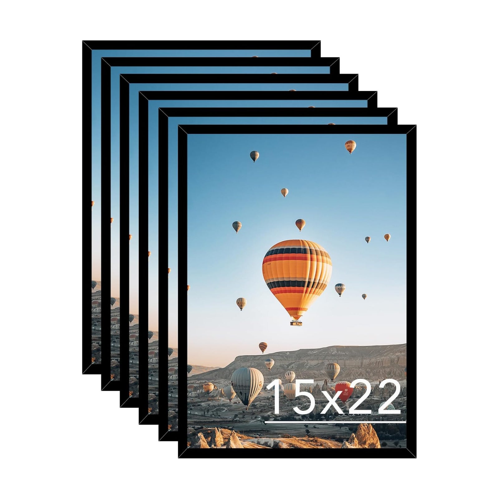 JCJMY 15x22 Picture Frame Set of 6 Black for Wall Hanging, Wall Mounting Horizontally or Vertically, 15 x 22 Wall