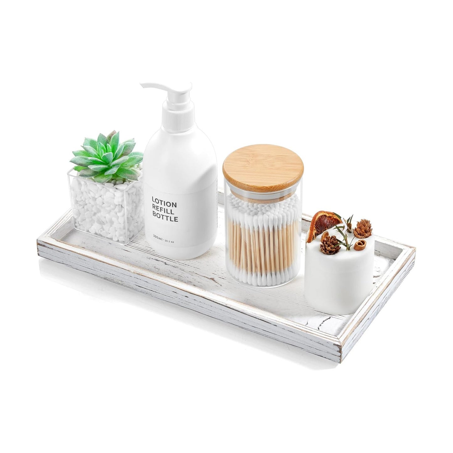11.7" Bathroom Vanity Tray for Counter / 6 x 0.8 x 11.7 / Whitewashed / White