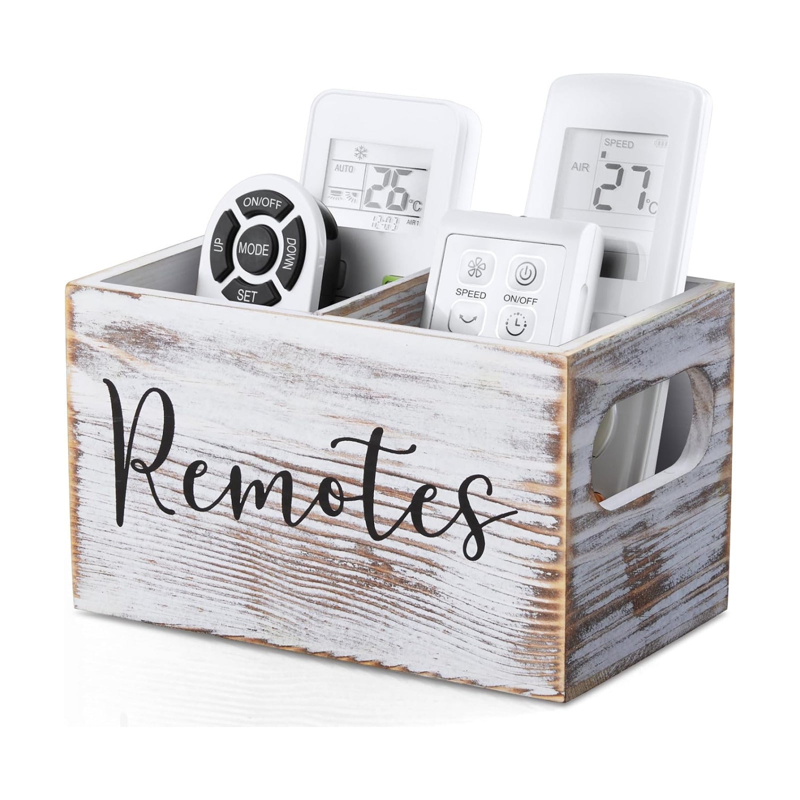 TV Remote Holder / Retro White / 2 Slots
