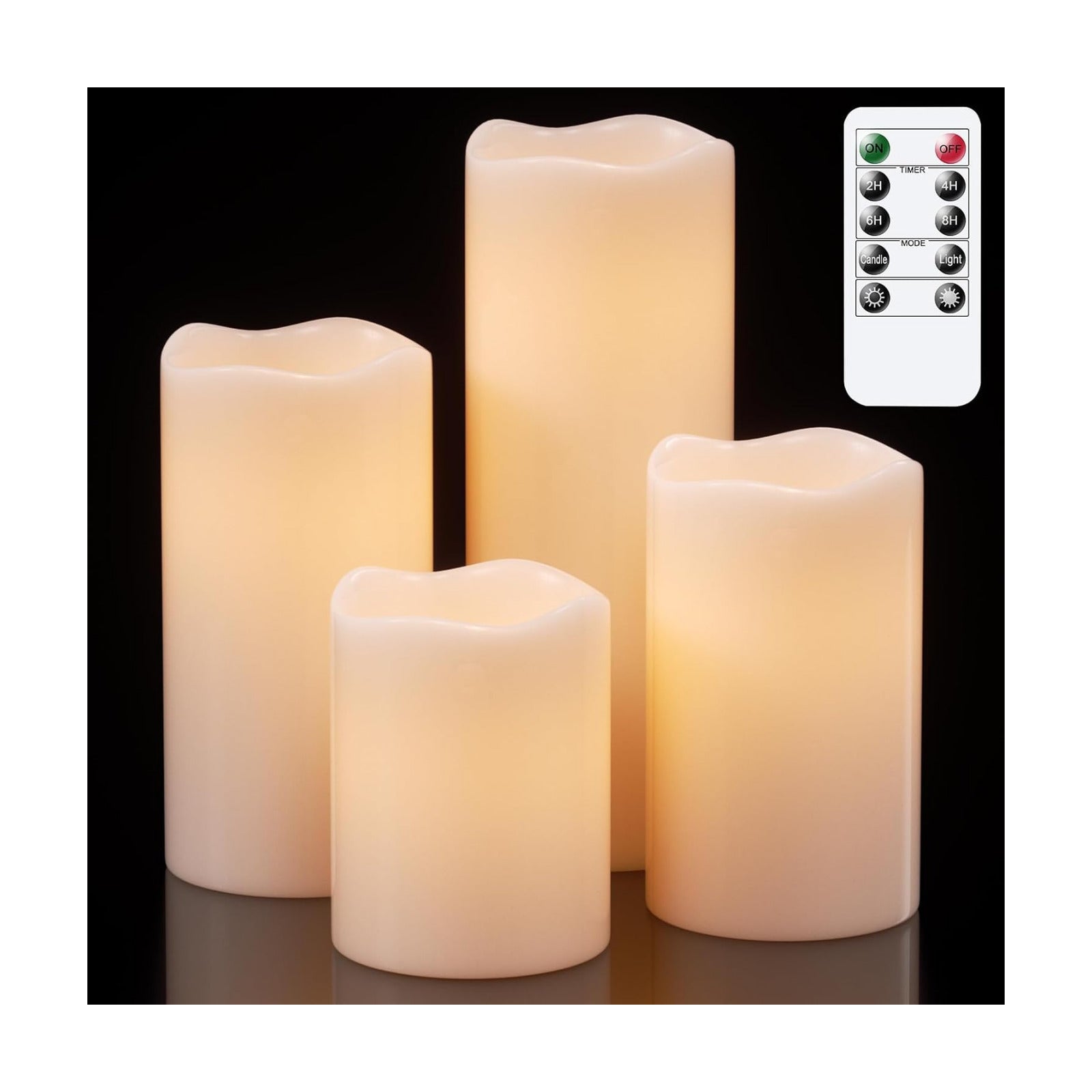 Eldnacele Outdoor Waterproof Flameless Flickering Candles with Remote Timer | Battery Operated Outdoor Candles, White