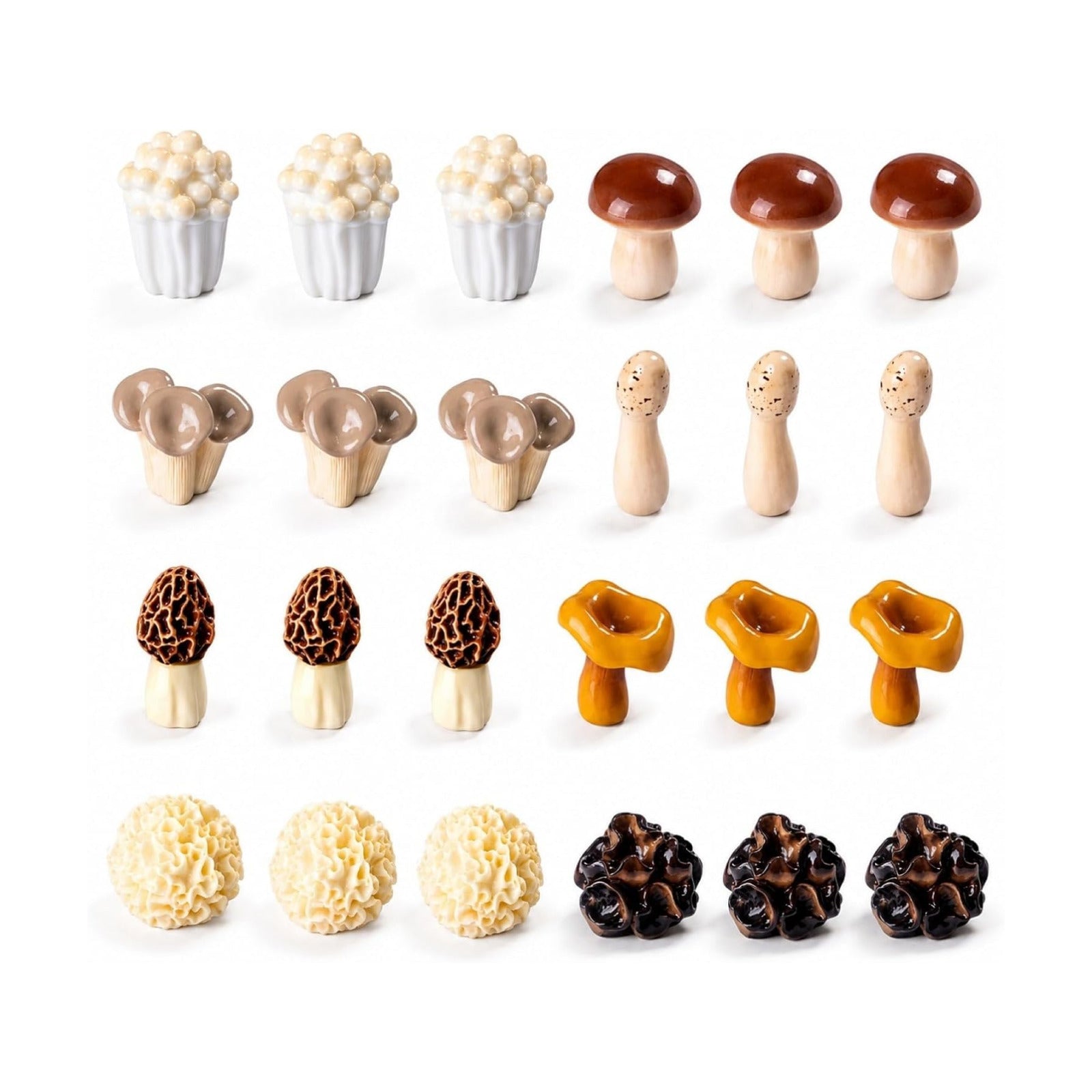 Miniature Mushrooms for Crafts Resin Tiny Small Mushroom Figurines Decorations / Set of 24