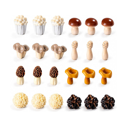 Miniature Mushrooms for Crafts Resin Tiny Small Mushroom Figurines Decorations / Set of 24