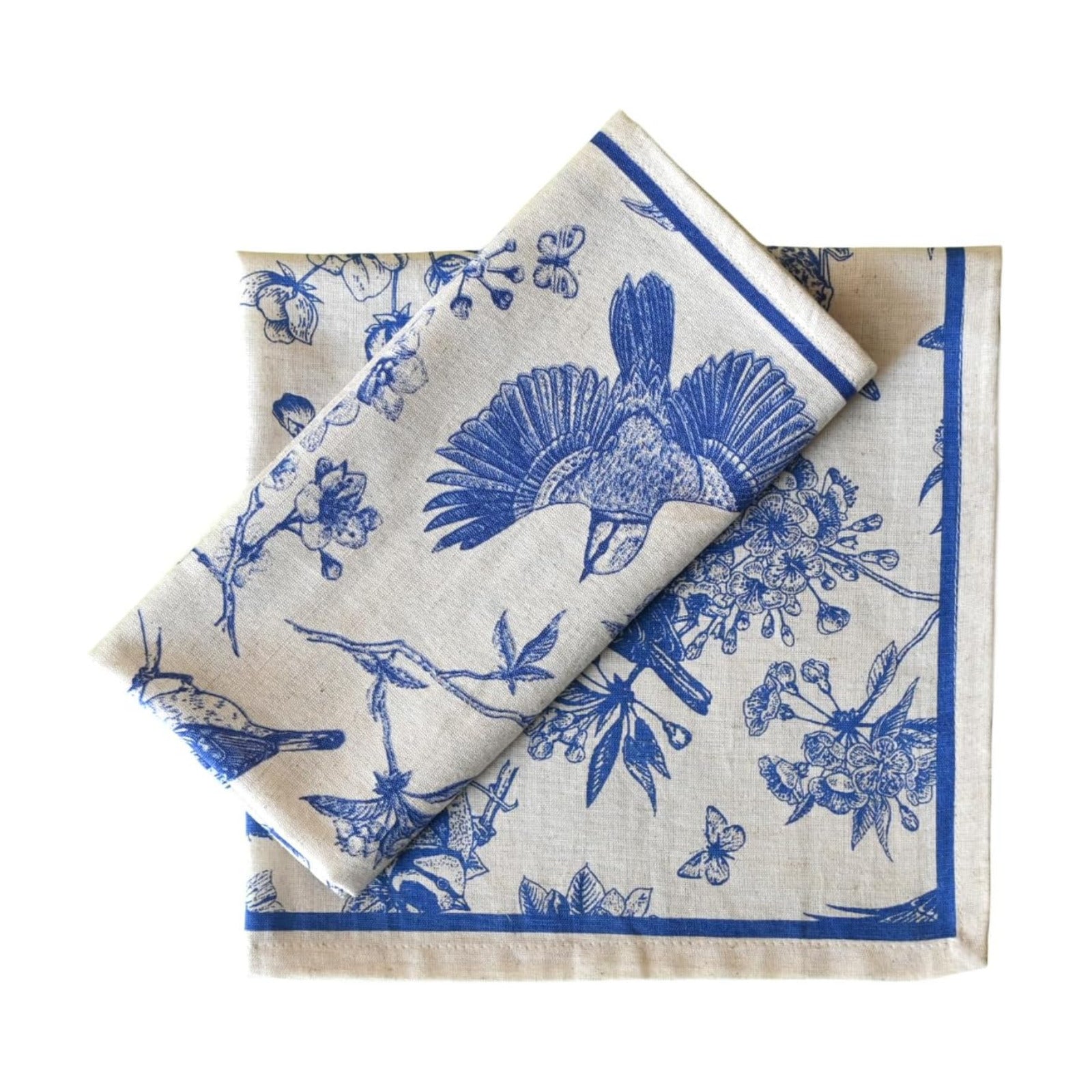 FINGERCRAFT Cloth Napkins Set of 8 Cotton Linen, 20x20 Inch, Toile | Mitered corner, washable, soft, absorbent, floral