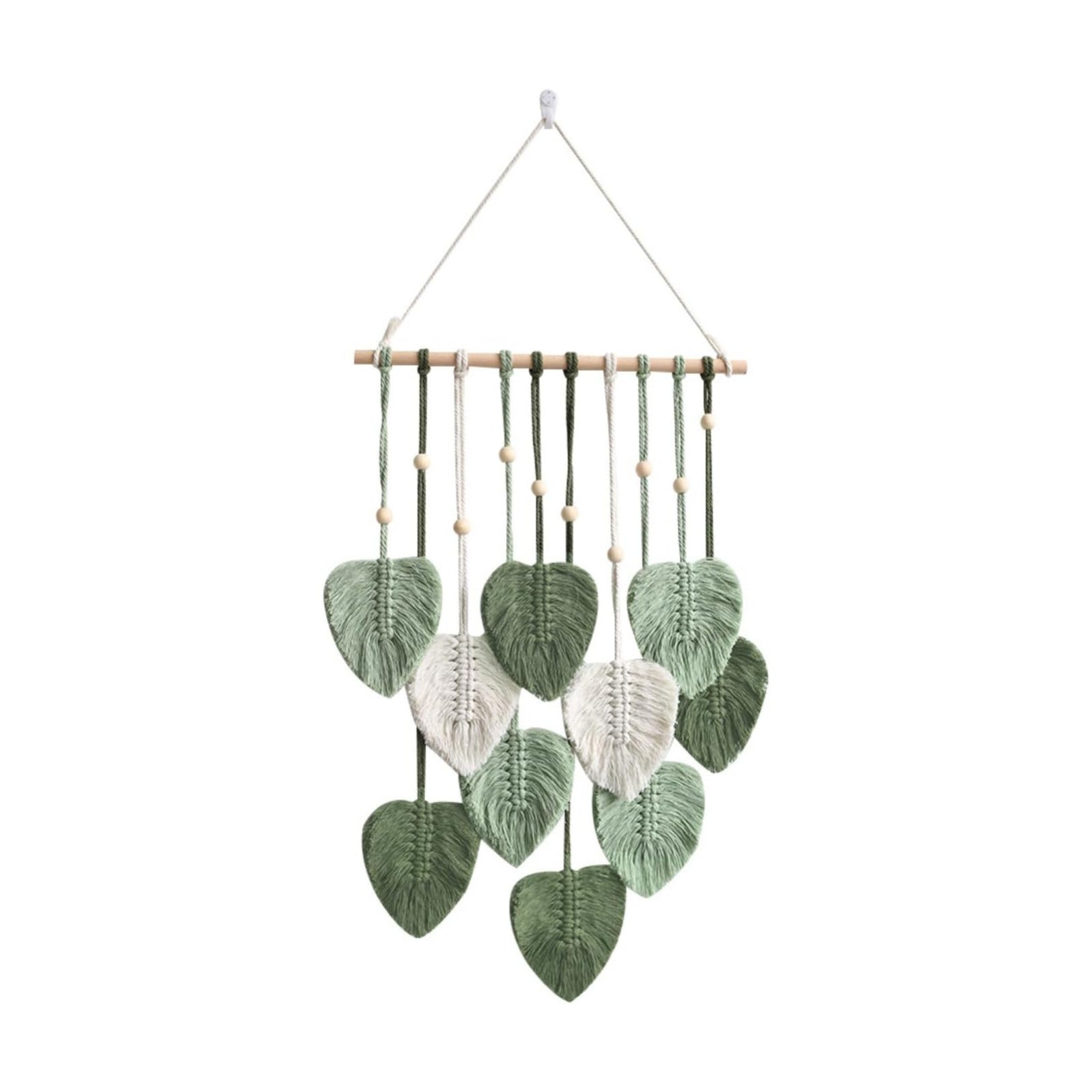 Macrame Wall Hanging Boho Woven Tapestry Handmade Home Wall Decor Bohemian Leaf Modern / Green&beige