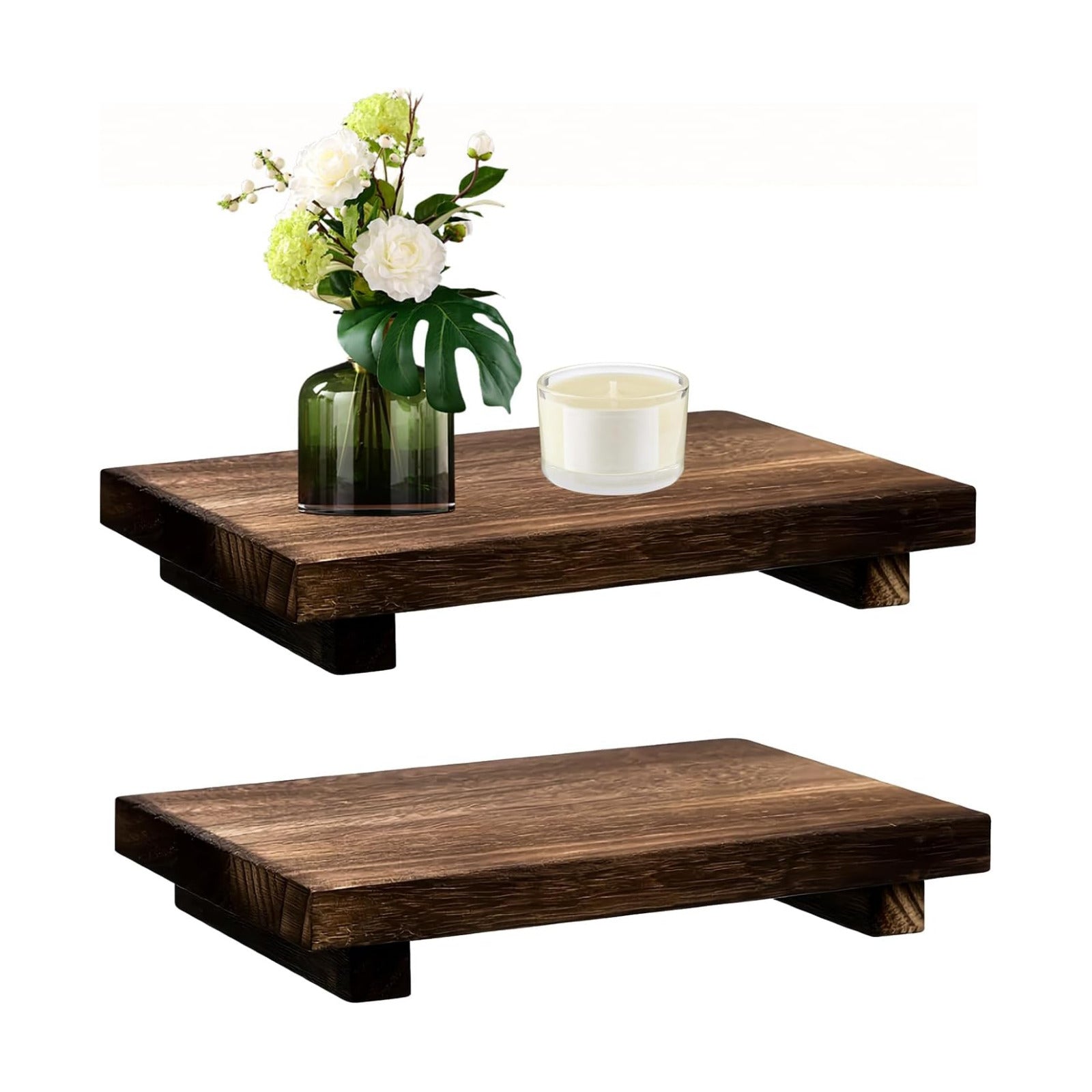 Wood Pedestal Stand Risers for Decor / Set of 2