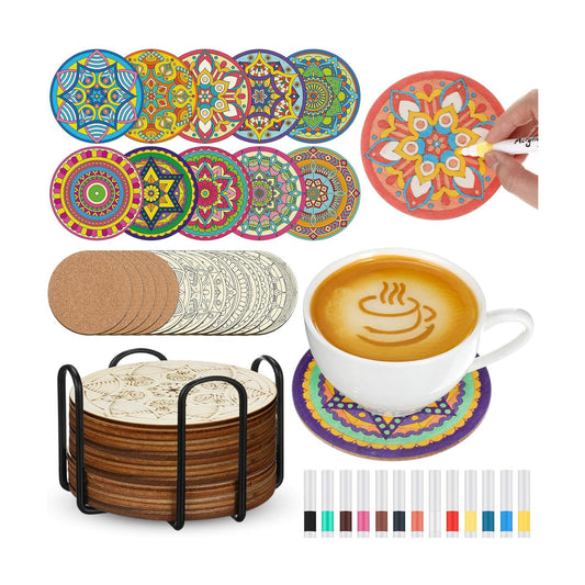 Wooden Coasters Painting Kit / Mandala / Set of 45