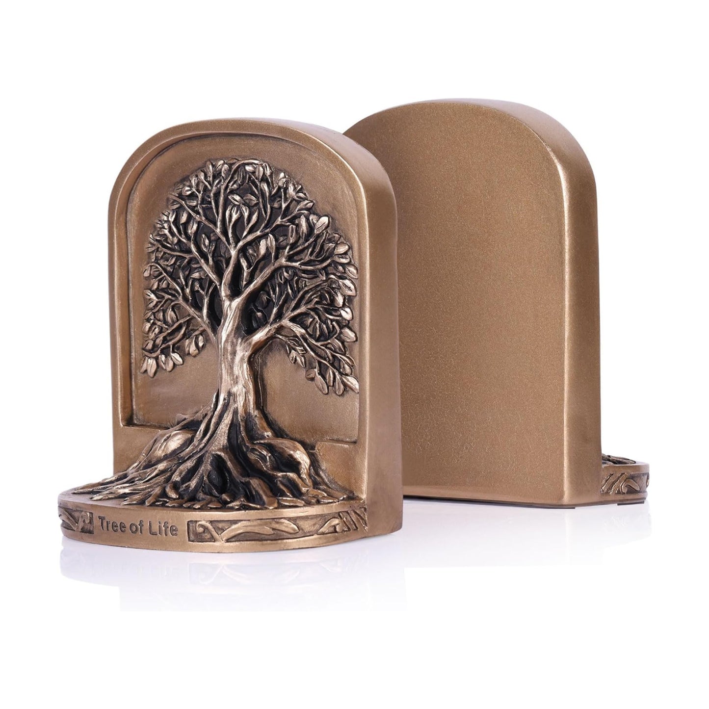 Antique Bronze Color Tree of Life Bookends Set / Gold Bronze / Small