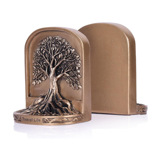 Antique Bronze Color Tree of Life Bookends Set / Gold Bronze / Small