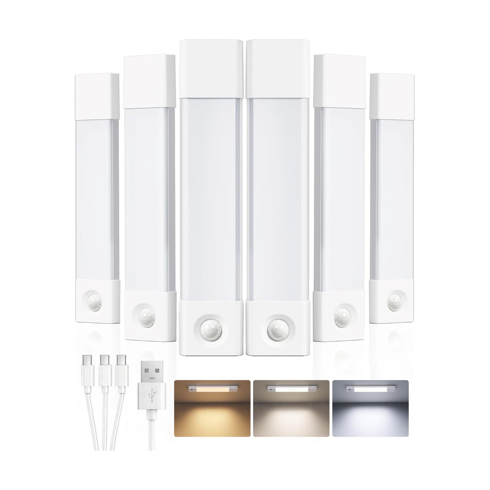 EZVALO 7.8" Rechargeable Motion Sensor Light Indoor, 6-Pack Under Cabinet Lighting, Wireless Closet Lights, 30 LED