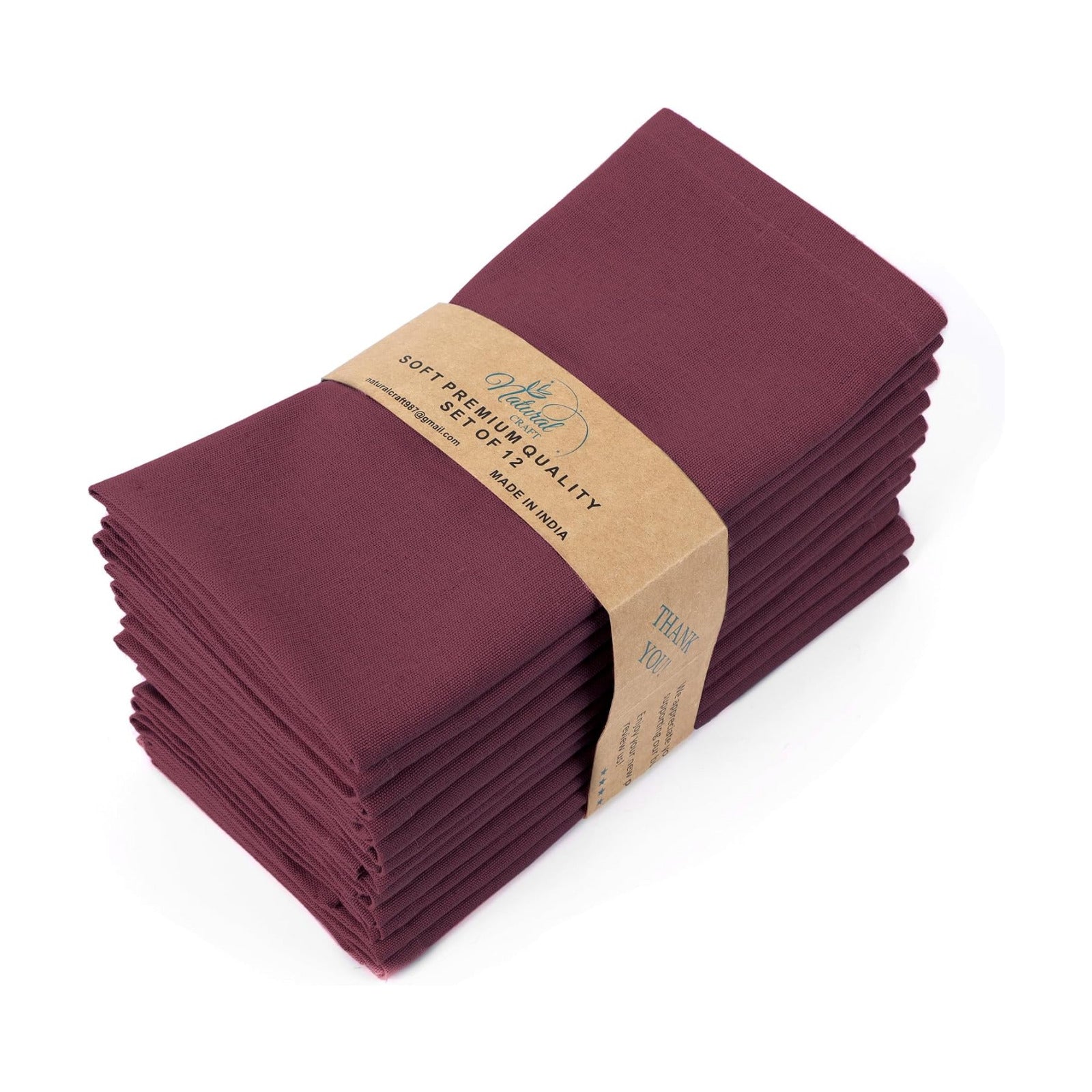 NATURALCRAFT Cloth Napkins Set of 12 Cotton Linen18x18 inch Wine | Washable Reusable Fabric Soft Durable Quality