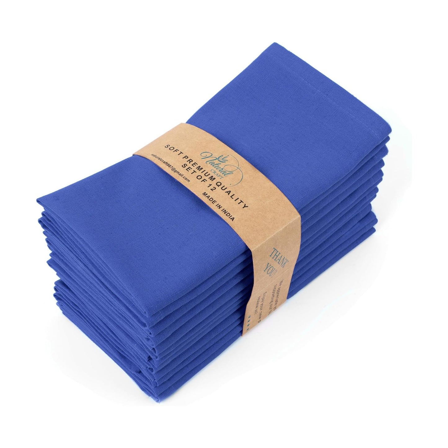 NATURALCRAFT Cloth Napkins Set of 12 Cotton Linen18x18 inch Royal Blue | Washable Reusable Fabric Soft Durable Quality