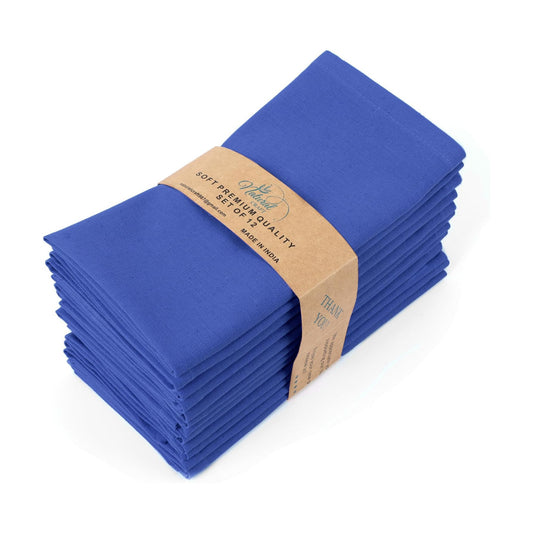 NATURALCRAFT Cloth Napkins Set of 12 Cotton Linen18x18 inch Royal Blue | Washable Reusable Fabric Soft Durable Quality