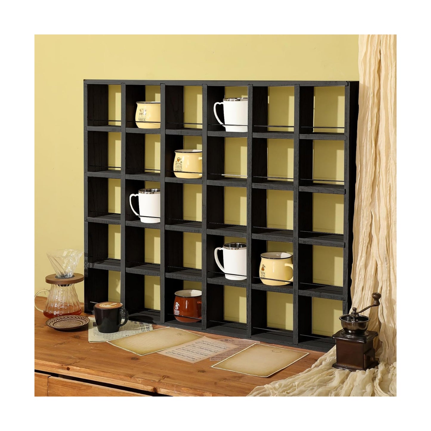 Oversize Coffee Mug Display Rack Wooden Shelves Rustic Shot Glass Display Case Travel Mug Shelf Wall Mounted Rack