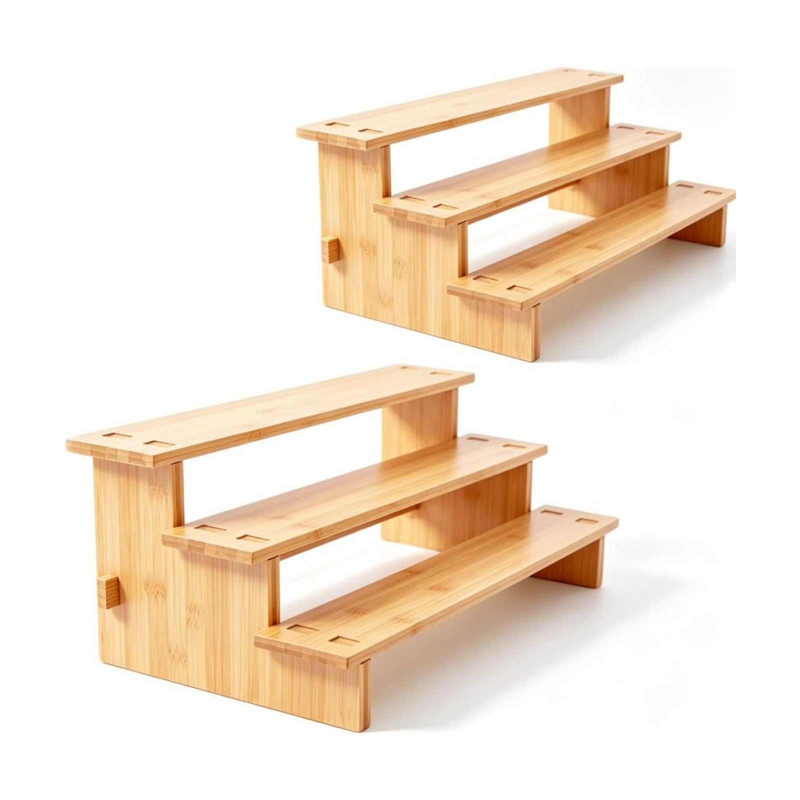 JinDoWin 2 Pack Spice Rack Organizer for Cabinets,Countertop & Pantries | 3-Tier stepped for clear visibility & easy