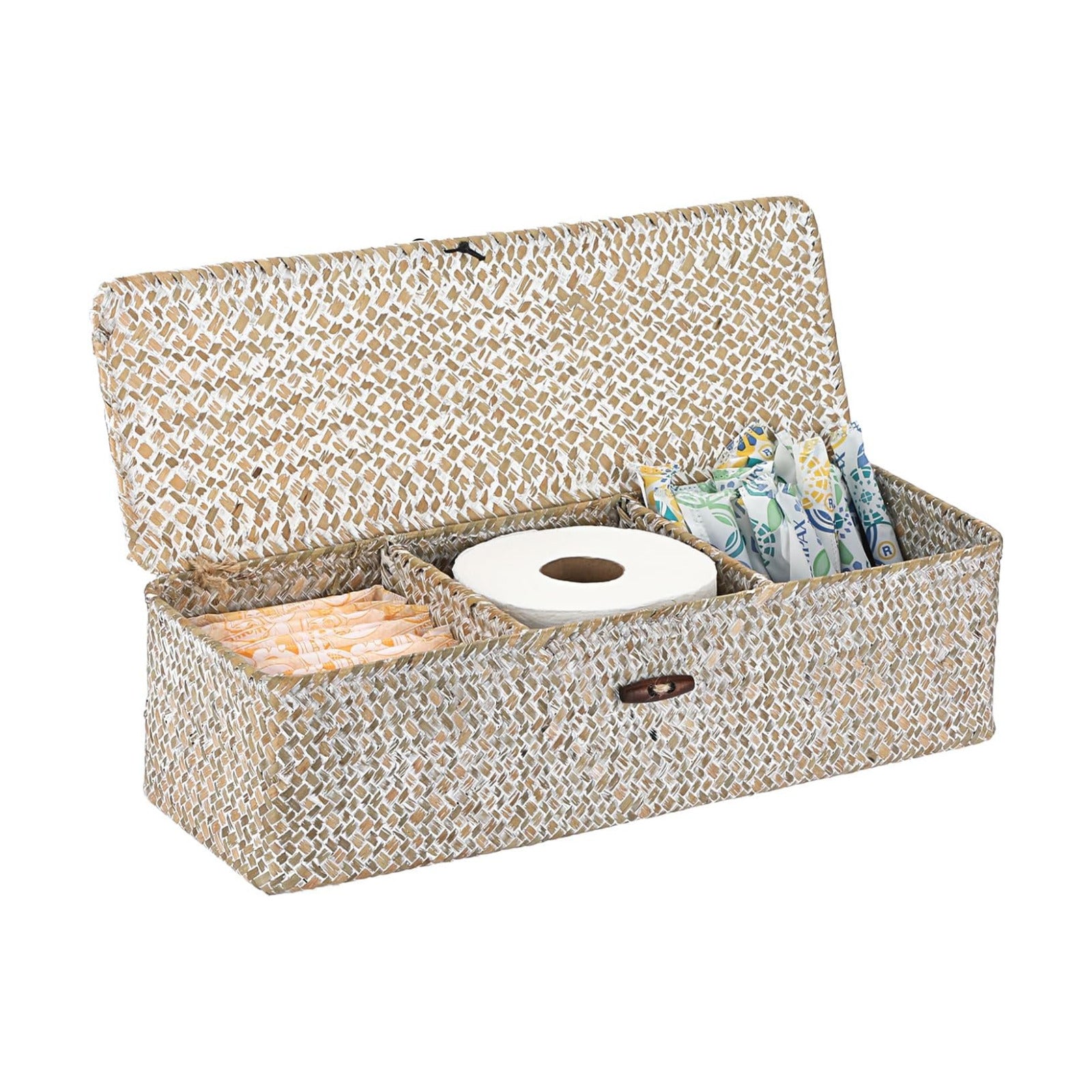 Small Woven Shelf Basket / Whitewash / Large