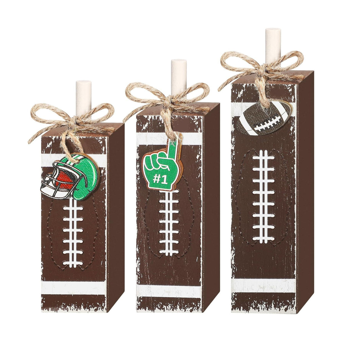 Redbaker 3 Pcs Football Decorations for Home, Football Table Centerpieces