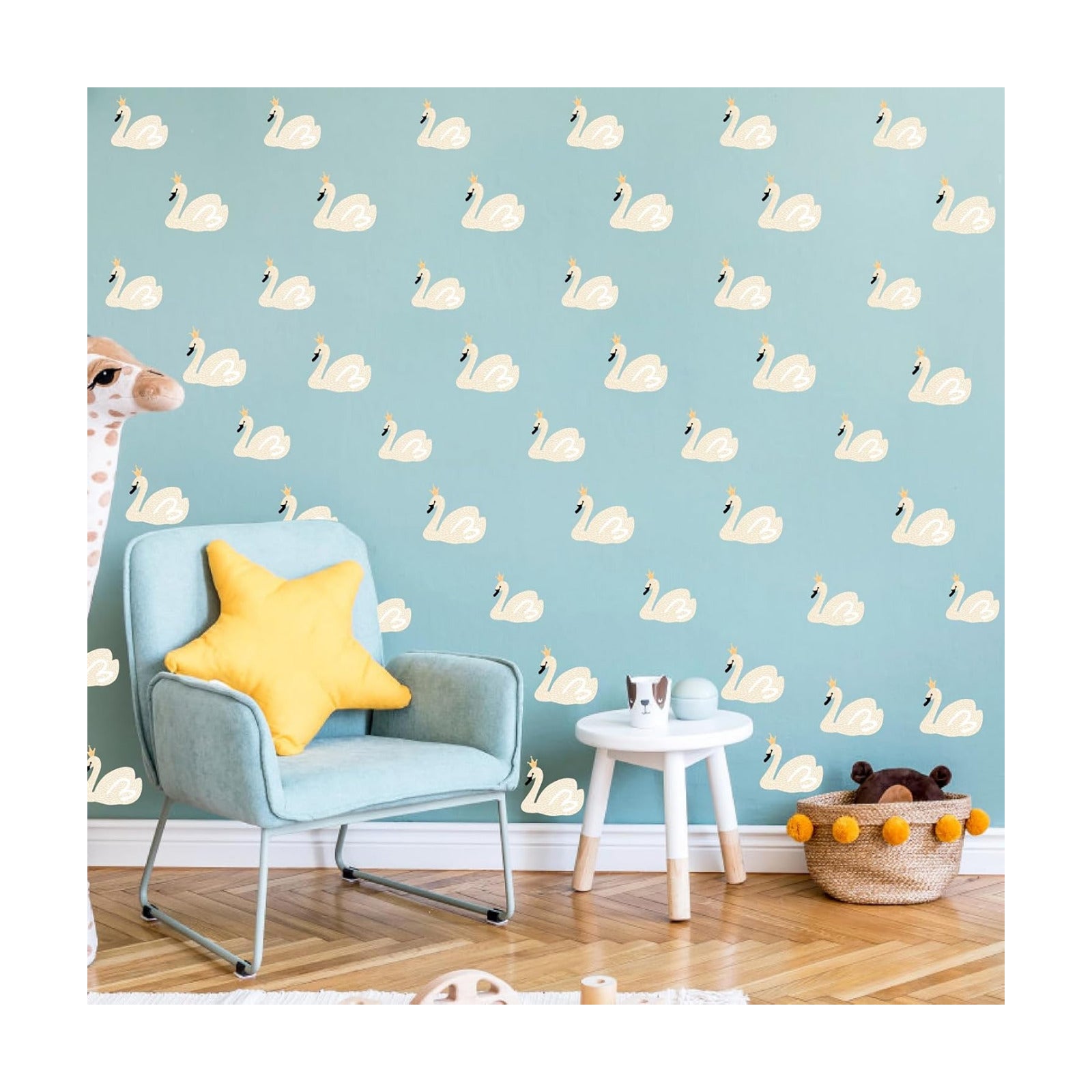 Wall Decals Peel and Stick Boho Nursery Wall Stickers Watercolor Animal Removable Swans / Swan