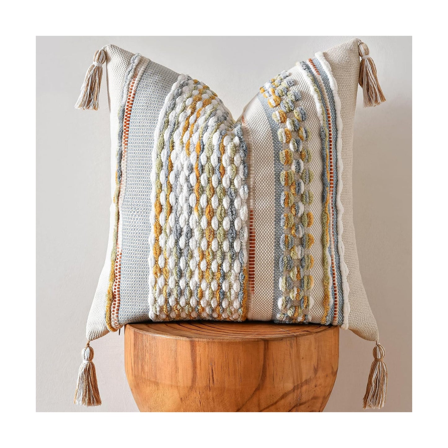 Tassels Woven Decorative Pillow Case / 18 x 18 / Grey