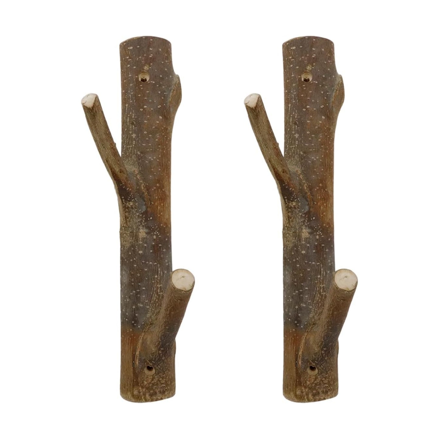 Real Wood Tree Branch Double Wall Hooks / 2-3cm Double Hooks / with Bark / Set of 2