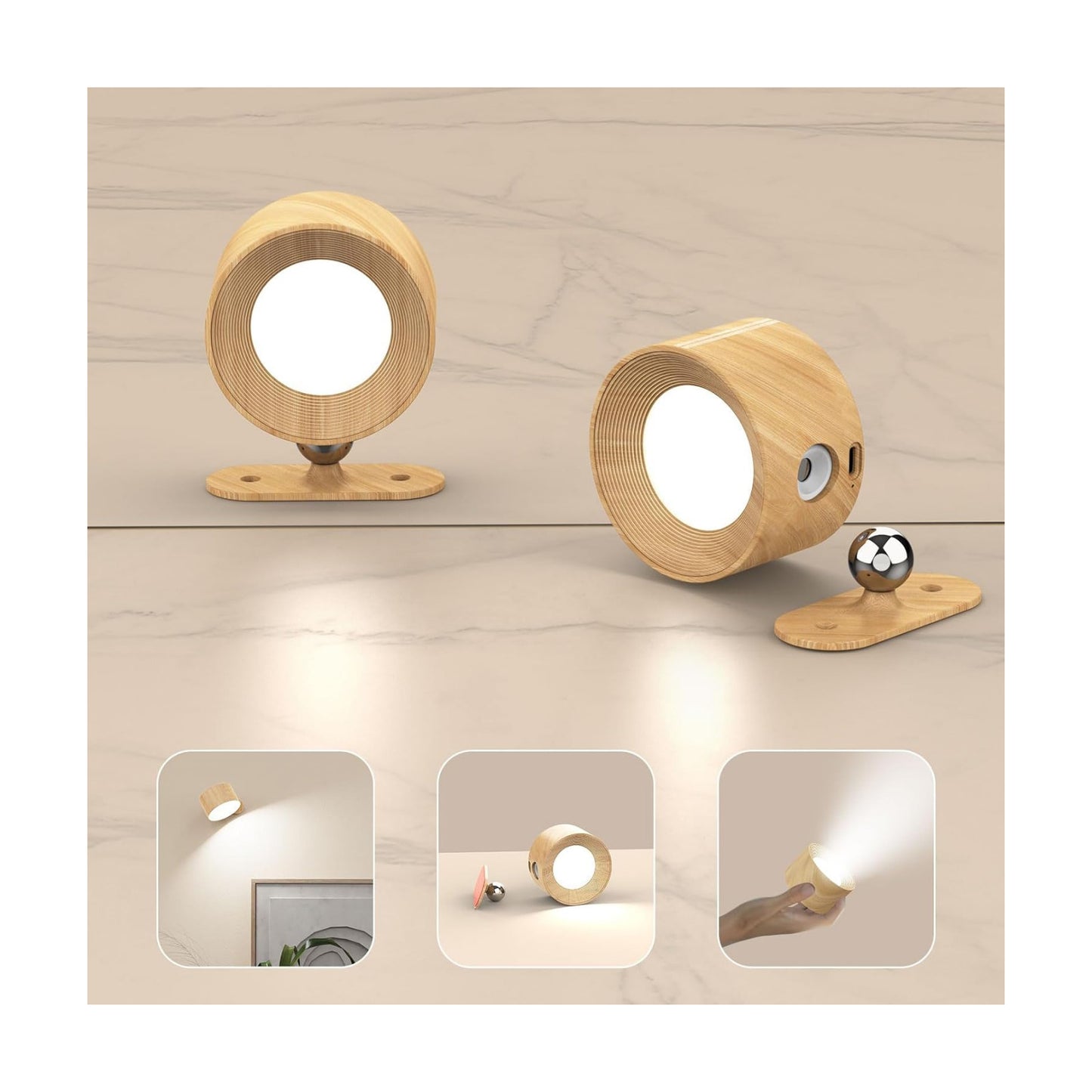 AKSDA Battery Operated Wall Sconces Set of 2, Magnetic Cordless LED Wall Lights with 3 Color Temp & Dimmable Touch