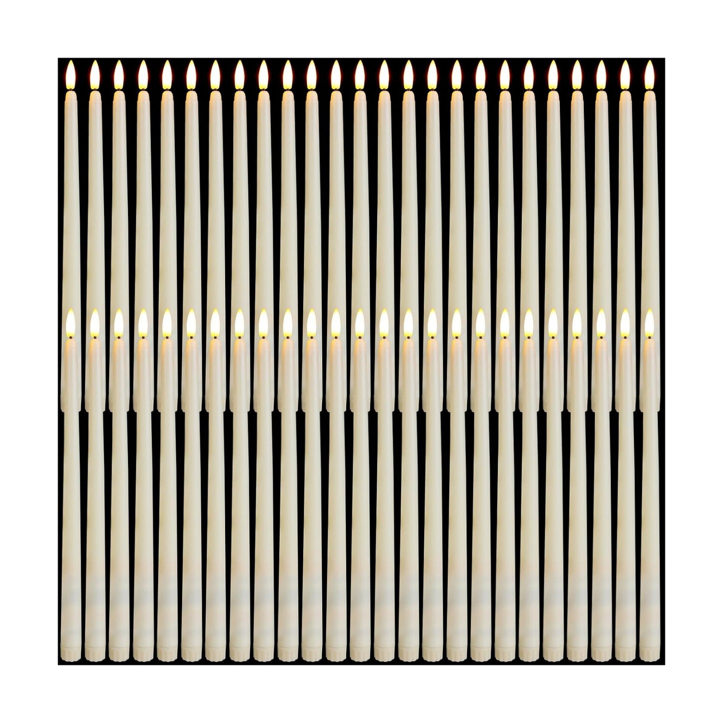 50 Pcs 12.4 Inches Ivory Flameless Taper Candles Bulk | Taper Candles Battery Operated, LED Candlesticks Flickering