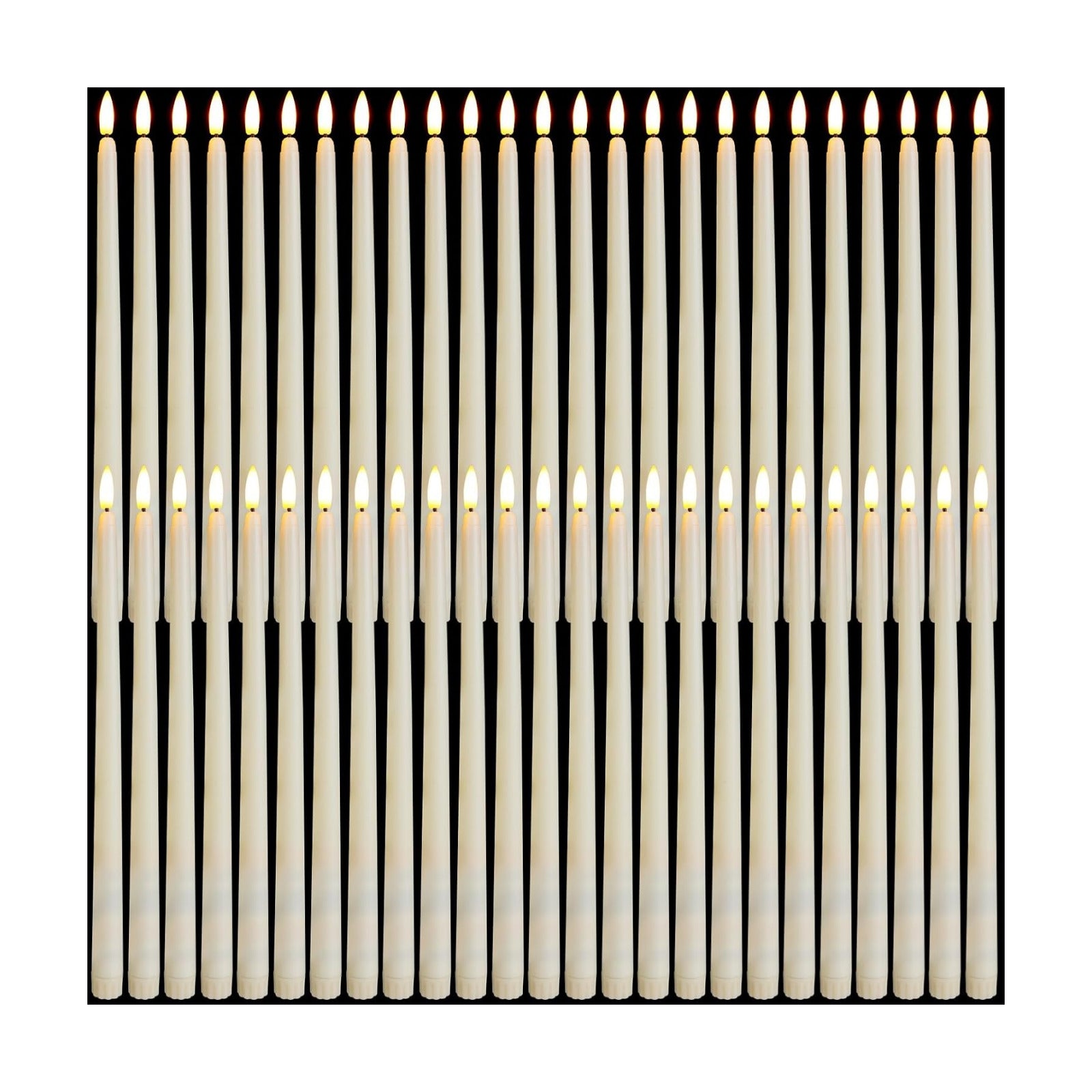 50 Pcs 12.4 Inches Ivory Flameless Taper Candles Bulk | Taper Candles Battery Operated, LED Candlesticks Flickering