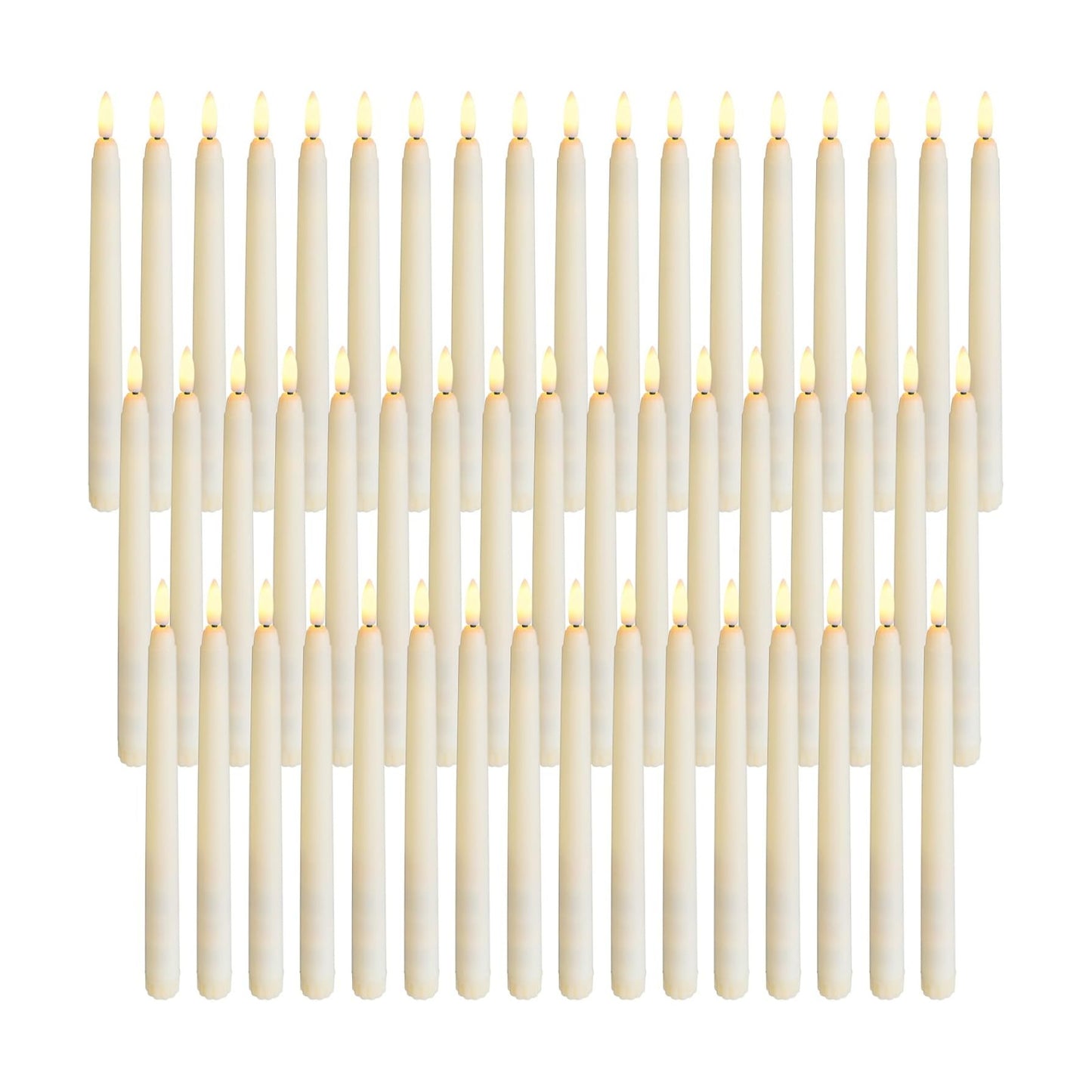 50 Pcs Flameless Ivory Taper Candles Bulk Flickering LED Candles Taper Warm White Light LED Candlesticks for Christmas