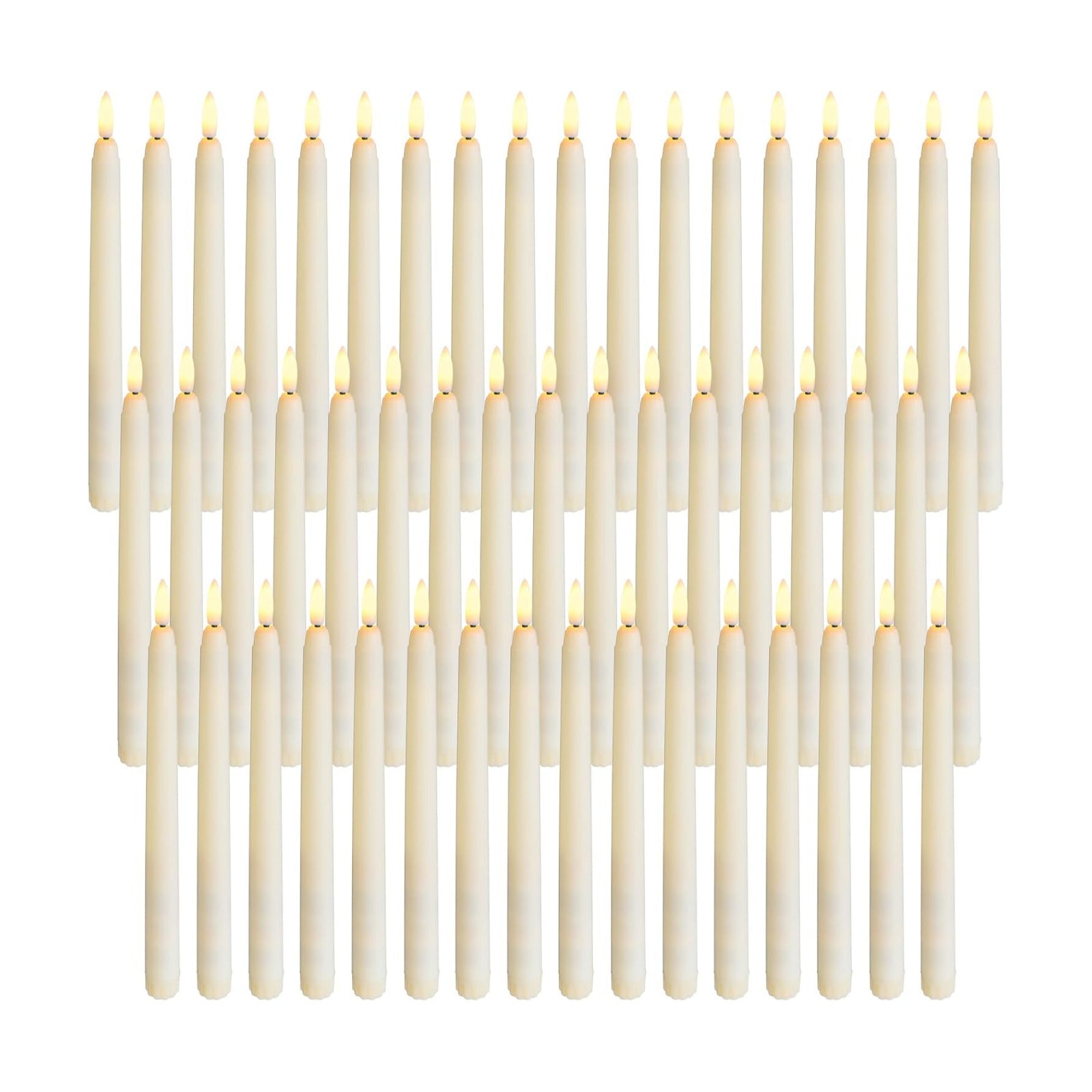 50 Pcs Flameless Ivory Taper Candles Bulk Flickering LED Candles Taper Warm White Light LED Candlesticks for Christmas