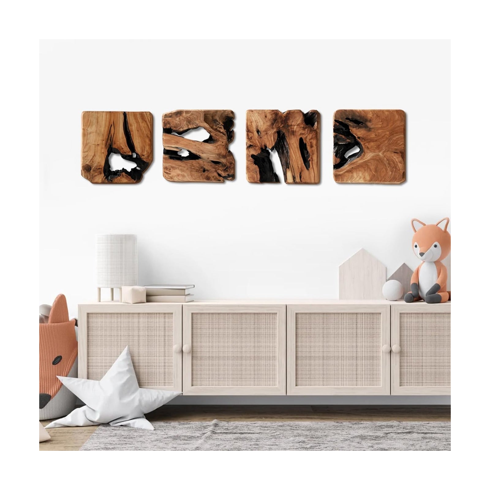 Rustic Abstract Wall Decor / Set of 4