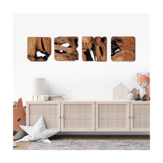 Rustic Abstract Wall Decor / Set of 4