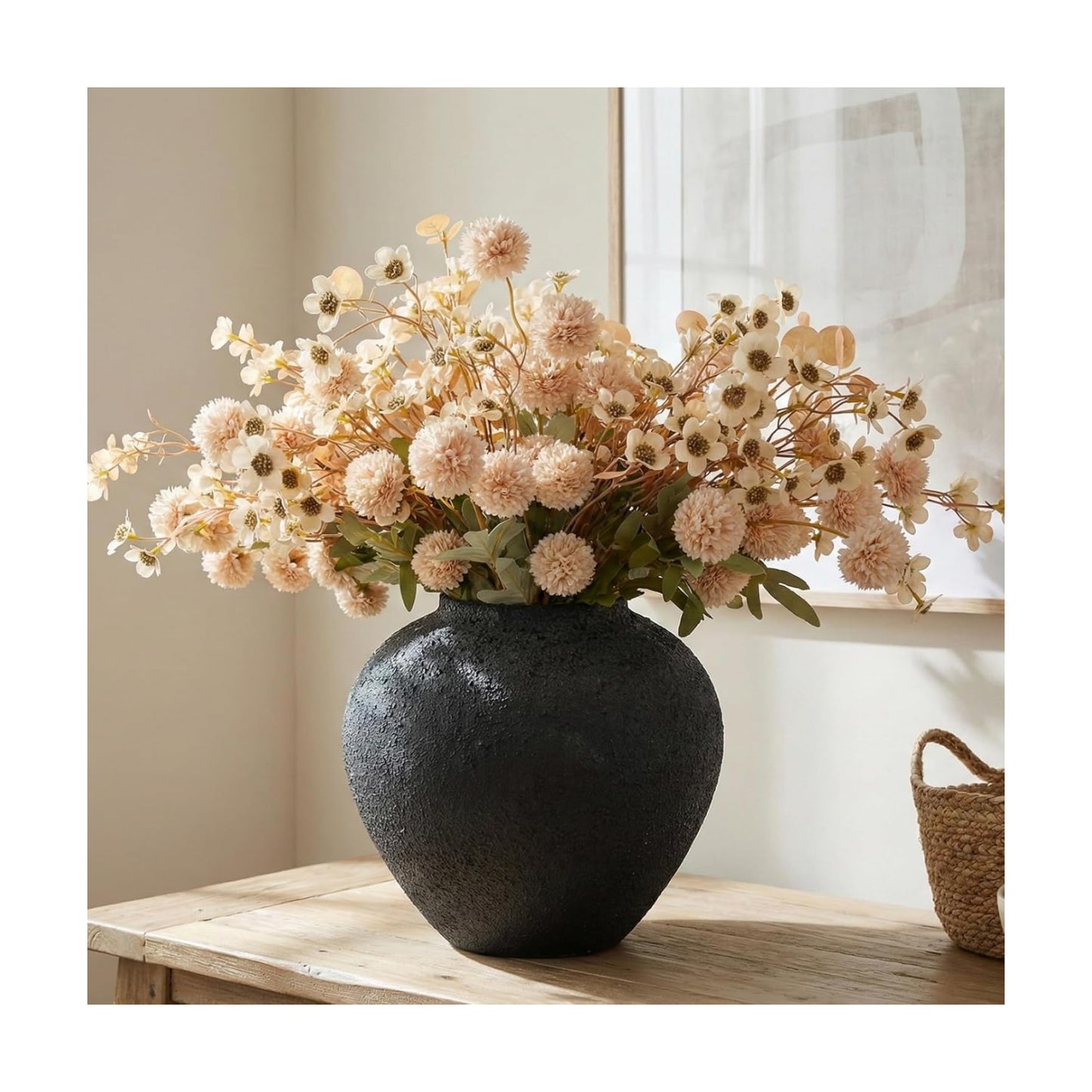 Beige Silk Flower Arrangements Decor, Large Floral Centerpieces For Tables