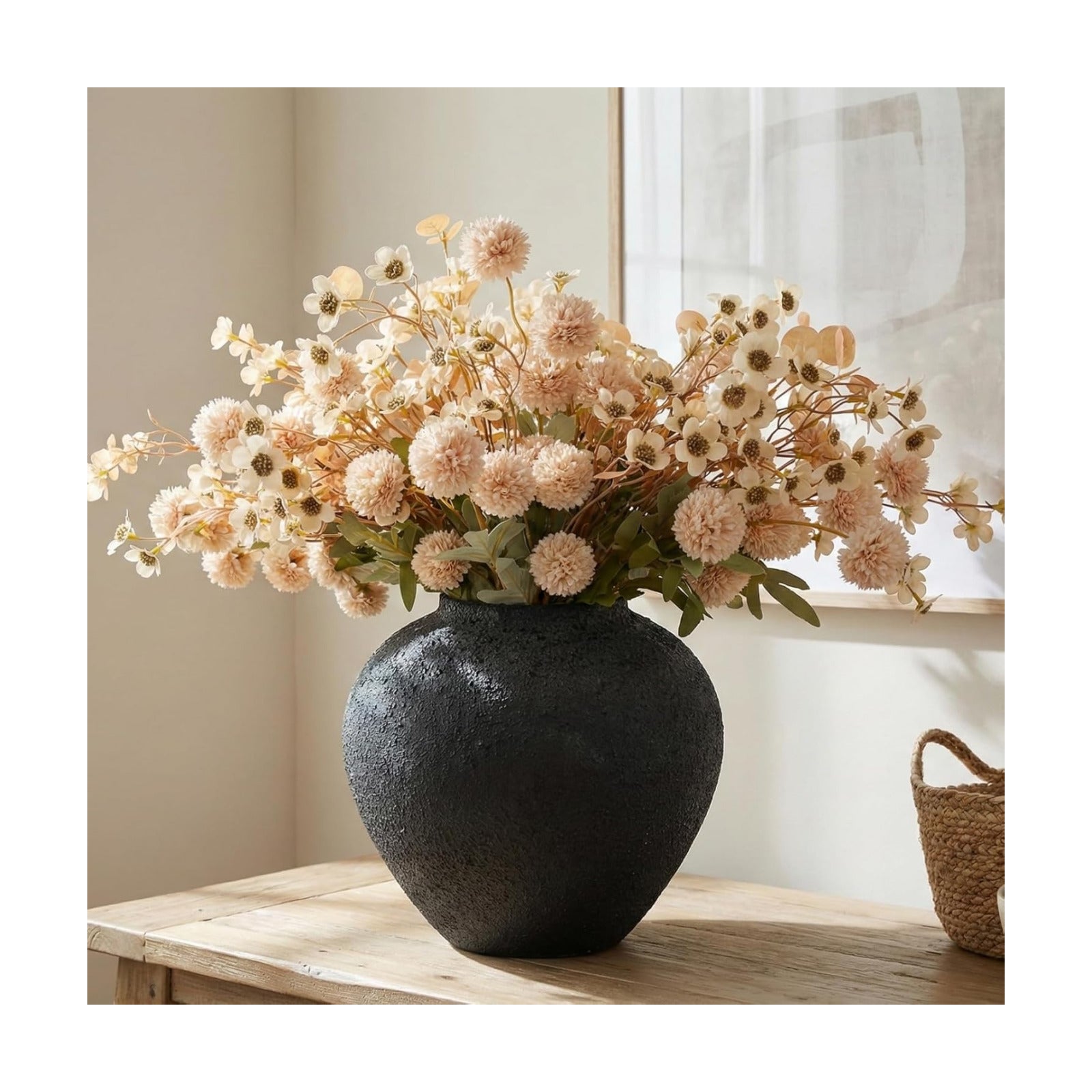 Beige Silk Flower Arrangements Decor, Large Floral Centerpieces For Tables