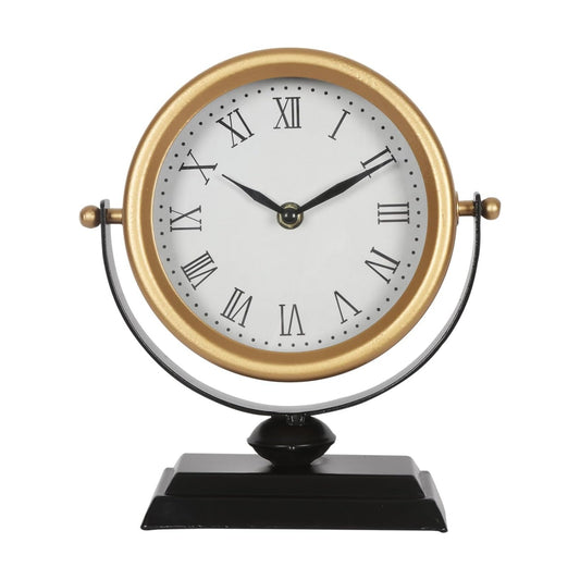 Vintage Analog Battery Operated Small Retro Mini Desk & Mantel Clock / Gold