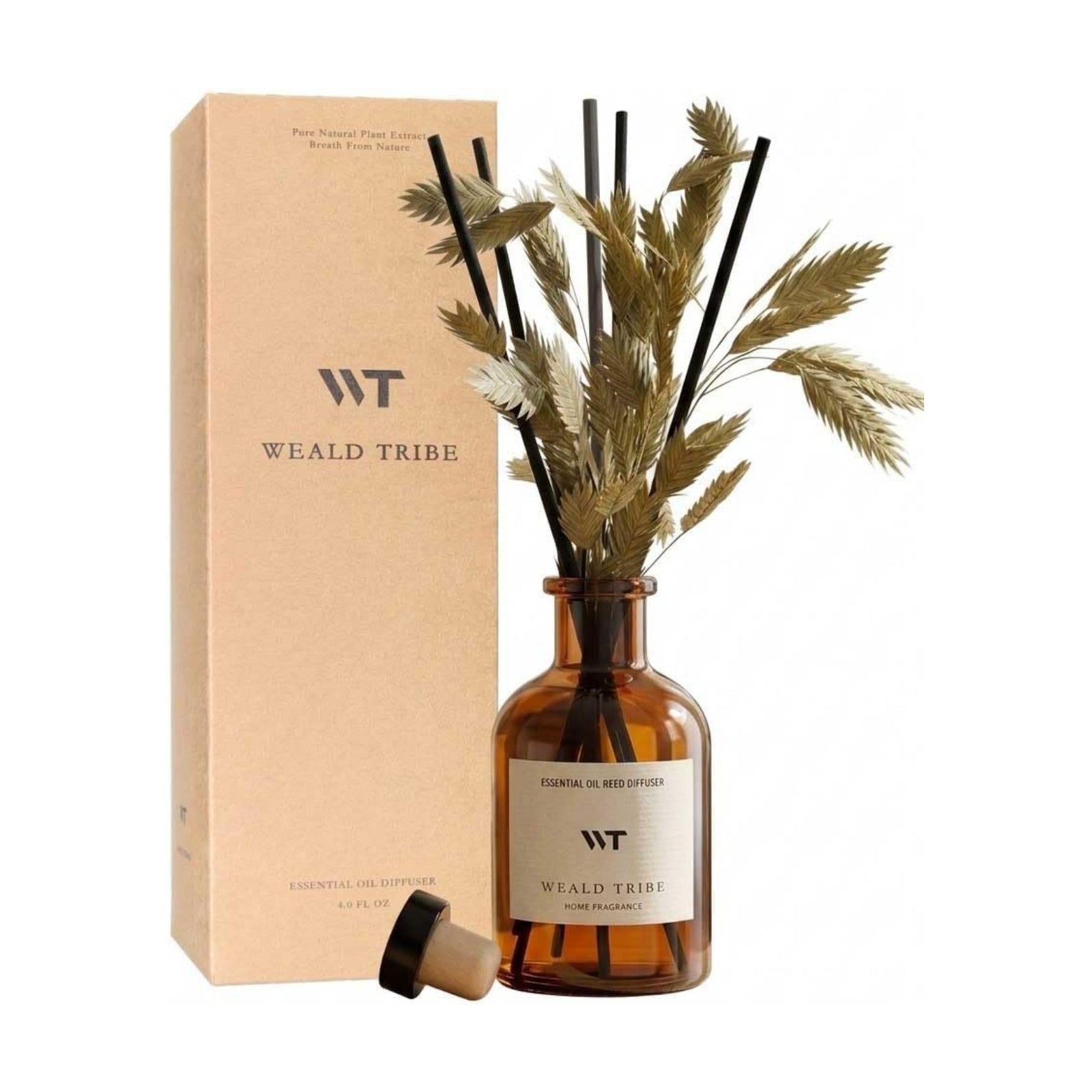 WEALD TRIBE Bamboo Scent Flower Reed Diffuser Set for Bathroom Air Fresheners, Oil Diffuser Sticks | 4.0 fl oz Home
