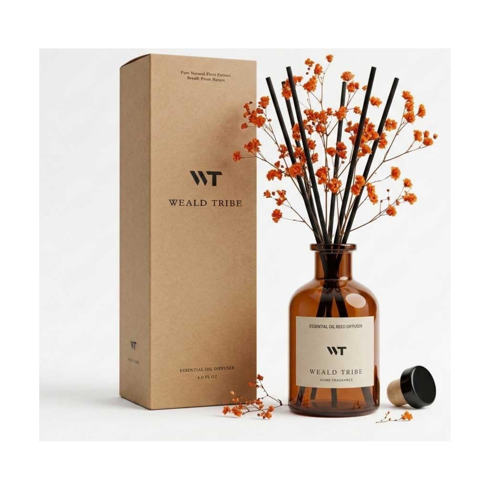 WEALD TRIBE Flower Reed Diffuser Set Neroli Scent for Bathroom Accessories Shelf Decor & Air Fresheners, Sticks