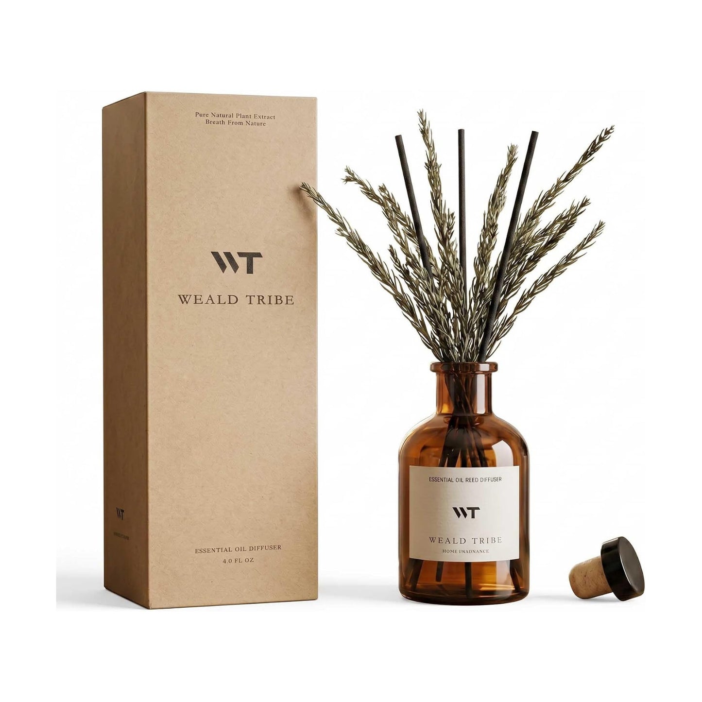 WEALD TRIBE Reed Diffuser Set for Bathroom Air Fresheners, Oil Diffuser Sticks | French Black Juniper & Cedar Scent 4.0