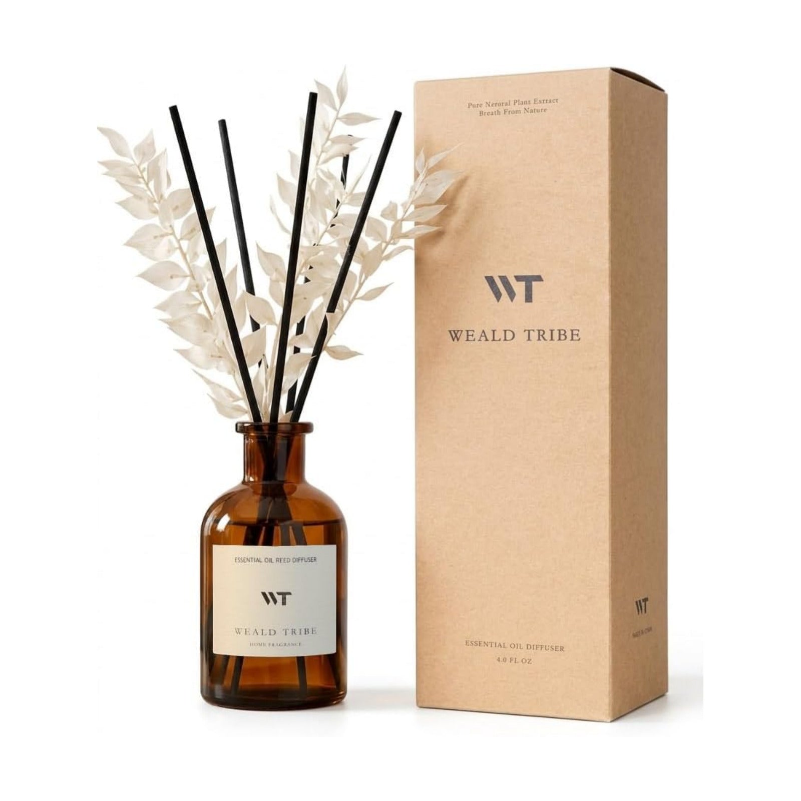 WEALD TRIBE Reed Diffuser Set for Bathroom Air Fresheners, Oil Diffuser Sticks | White Tea Scent 4.0 fl oz Home