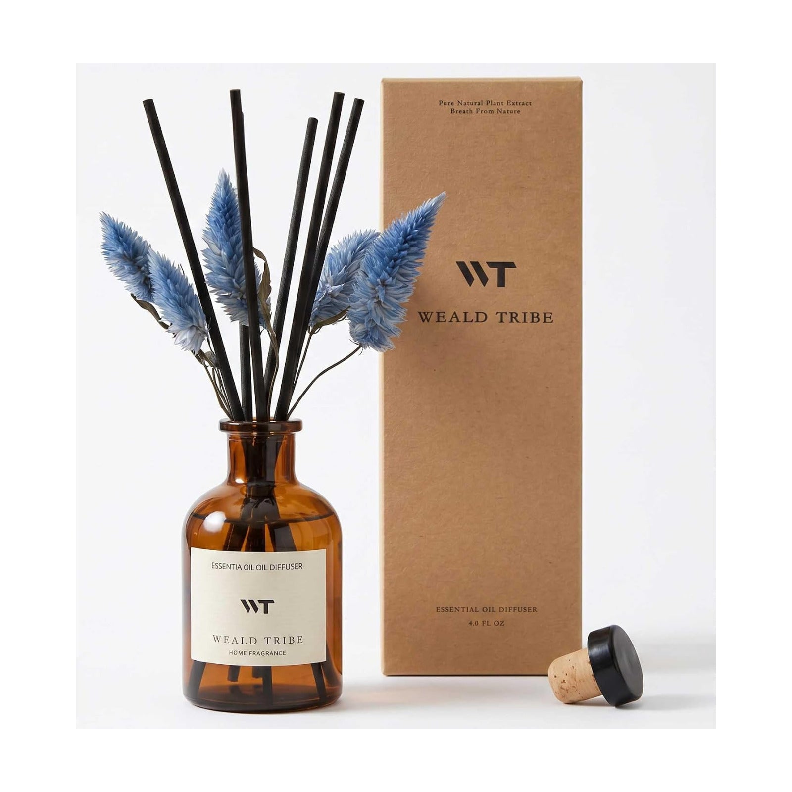 WEALD TRIBE Reed Diffuser Set for Bathroom Air Fresheners, Oil Diffuser Sticks | Sage & Sea Salt Scent 4.0 fl oz Home