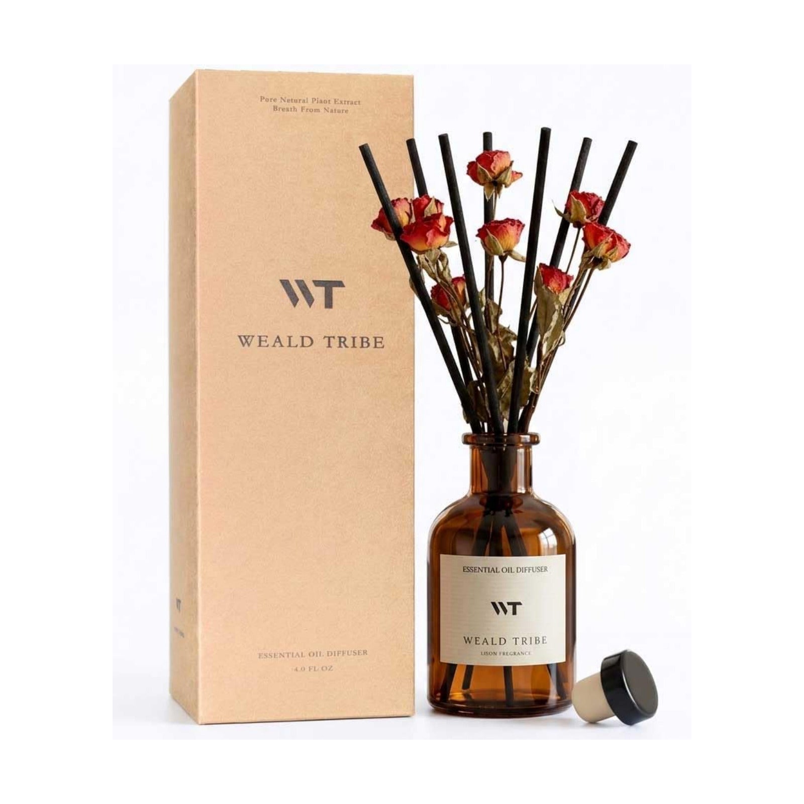 WEALD TRIBE Reed Diffuser Set for Bathroom Air Fresheners, Oil Diffuser Sticks | Sandalwood Rose Scent 4.0 fl oz Home
