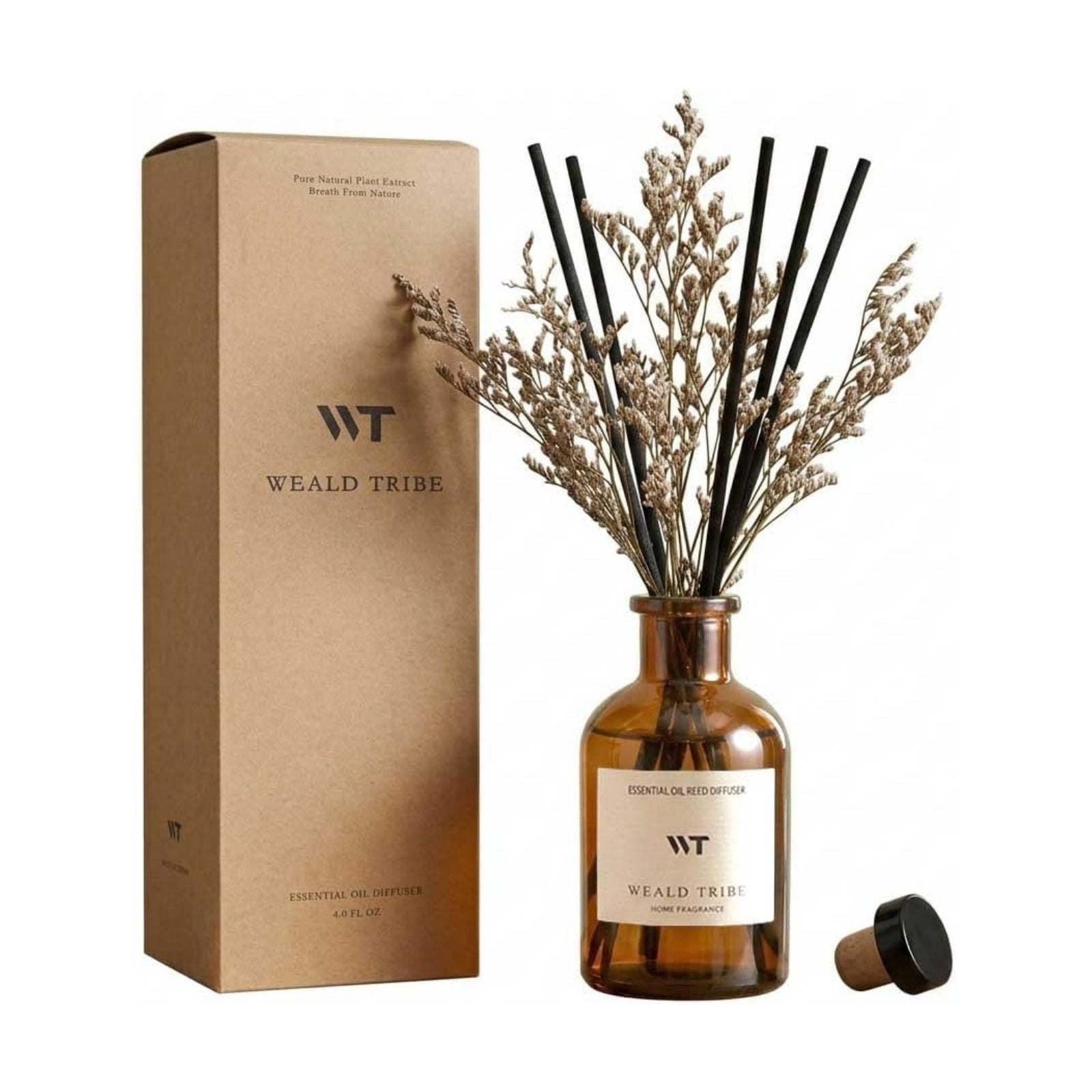 WEALD TRIBE Flower Reed Diffuser Set Vanilla Cinnamon Scent for Bathroom Air Fresheners | 4.0 fl oz Fragrance Oils with
