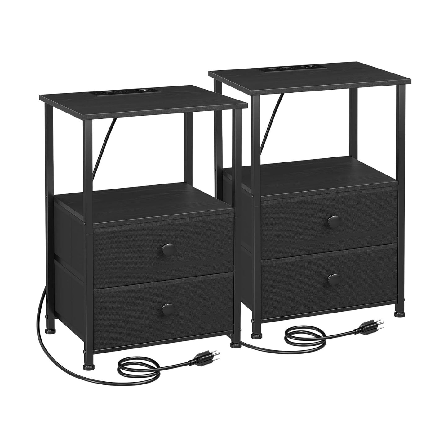 LOAKEKEL Nightstands Set of 2, Night Stand with Charging Station