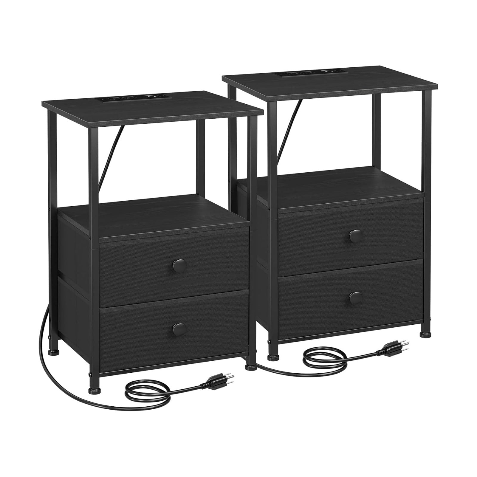 LOAKEKEL Nightstands Set of 2, Night Stand with Charging Station