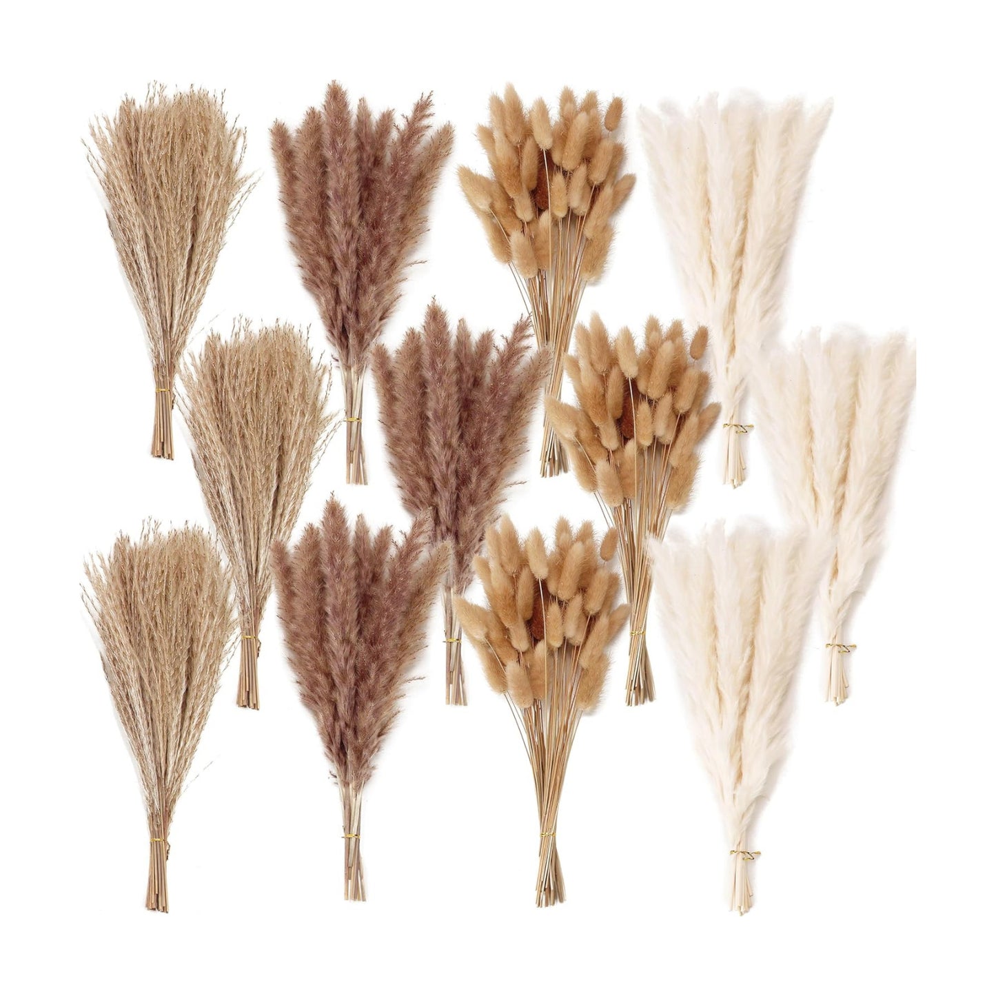 300 PCS Dried Flower Bouquet – Pampas Grass, Floral Decor for Home, Wedding, and Boho Style | Perfect for Vases, Fall