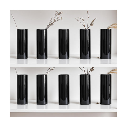 Modern Black Ceramic Vase / Black - Style 3 / Set of 10
