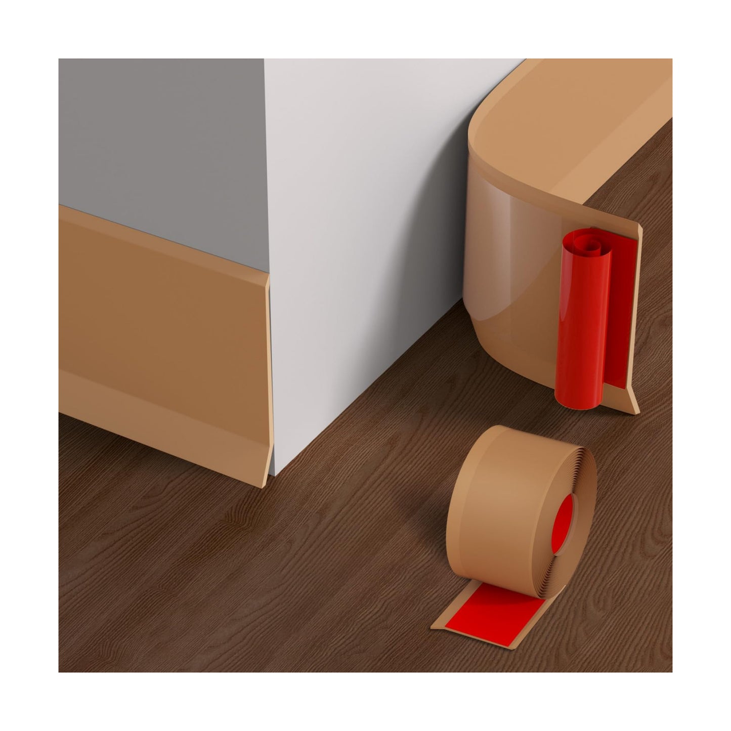Flexible Baseboard Molding Trim / 20ft / Brown / 4 x 20