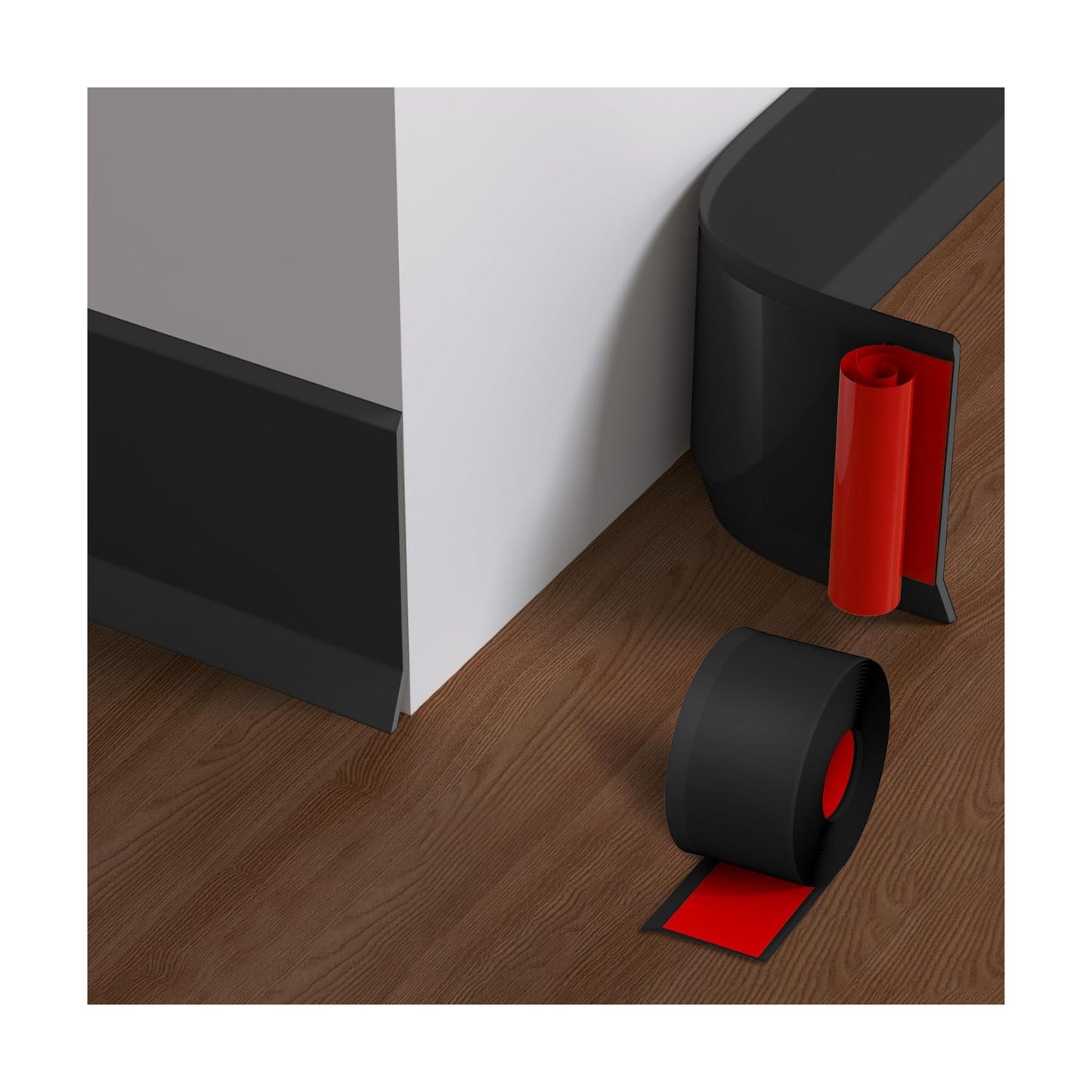 Flexible Baseboard Molding Trim / 20ft / Black / 4 x 20