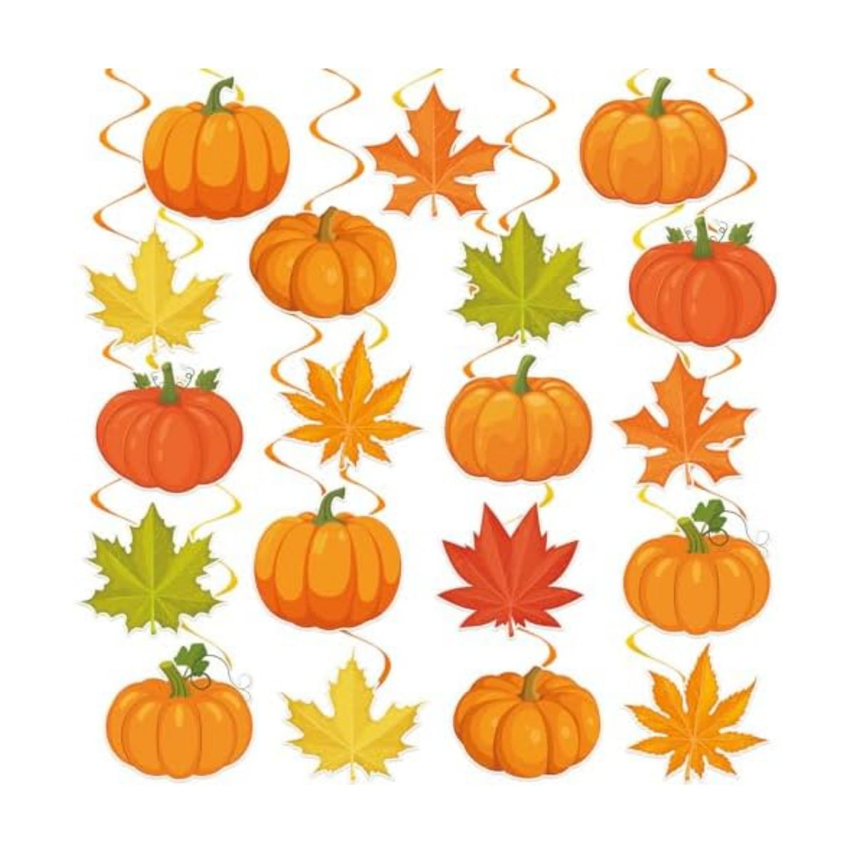 40Pcs Fall Pumpkin Maple Leaf Hanging Swirl Decorations, Autumn Thanksgiving Party Ceiling Hanging Swirls Fall Hanging Swirls Streamers for Autumn Thanksgiving Harvest Party Decor Supplies